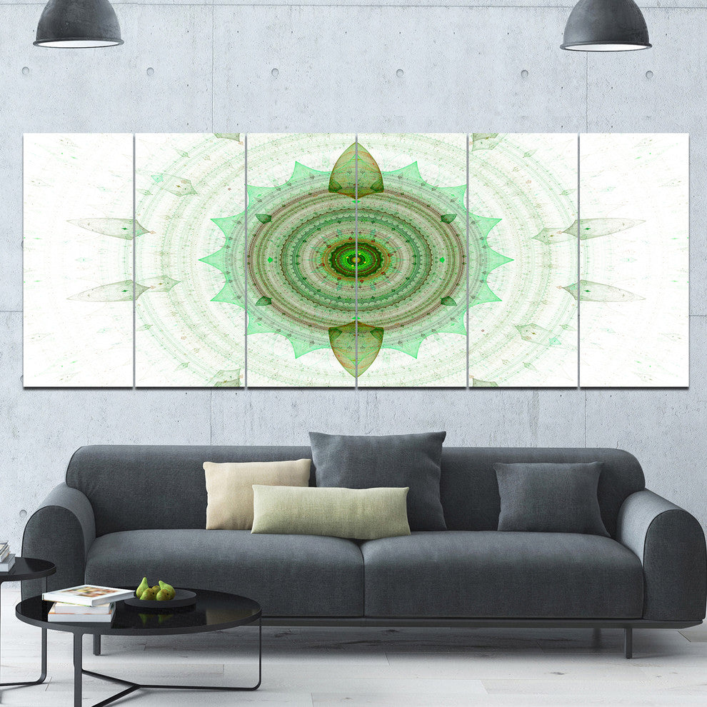 Light Green Cryptical Sphere, Abstract Wall Art Canvas, 70"x28", 6 Panels