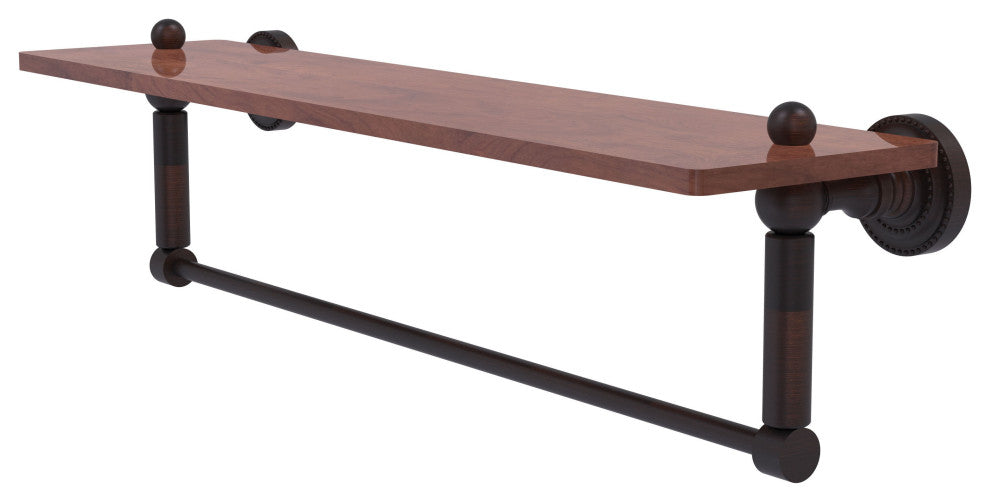 Dottingham 22" Solid Wood Shelf with Towel Bar, Venetian Bronze
