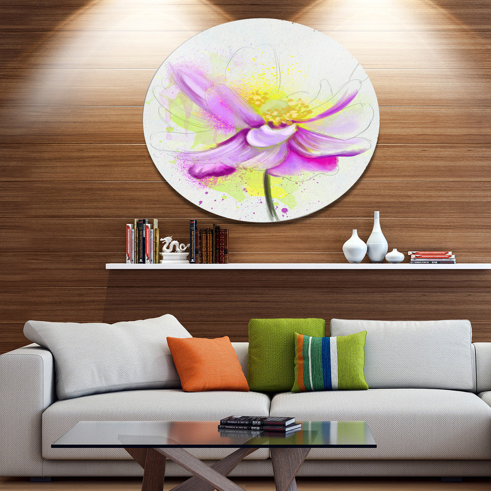 Beautiful Purple Flower With Yellow, Flowers Disc Metal Wall Art, 36"