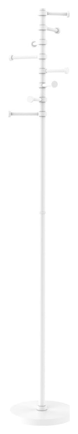 Freestanding Coat Rack with Six Pivoting Pegs, Matte White