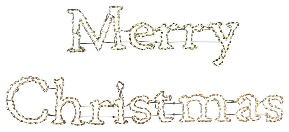 Christmas Giant Outdoor LED Lights, 2-Piece Merry Christmas Sign, Warm White