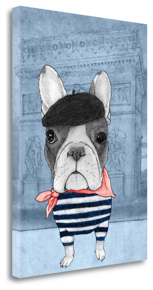 "French Bulldog With Arc De Triomphe" By Barruf, Giclee on Gallery Wrap Canvas