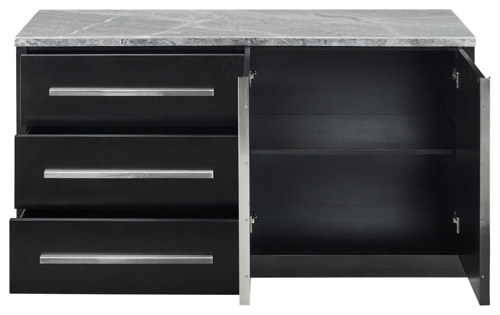 Camila White Marble Top Server, Gray