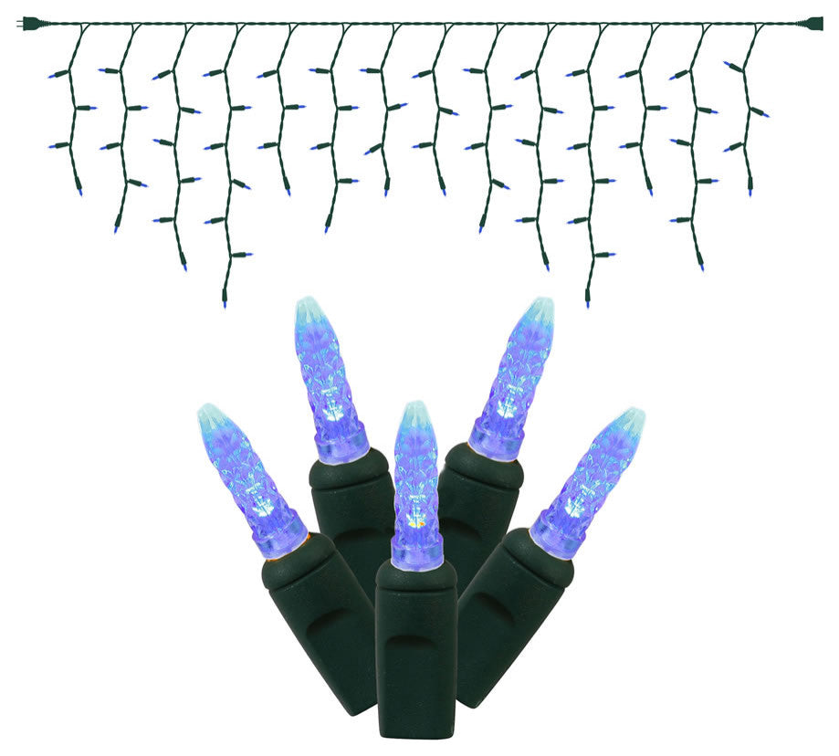 Vickerman X6G3102T 70 Blue Twinkle M5 Led Icicle Light On Green Wire Strand
