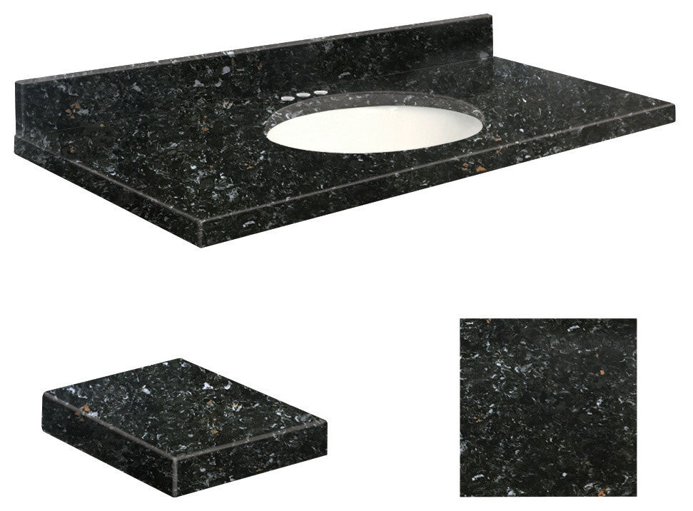 Quartz 25"x22" Vanity Top, White Bowl, Interlude, 4" Centerset