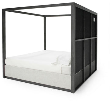 Modrest Manhattan- Contemporary Canopy Grey Bed, Eastern King
