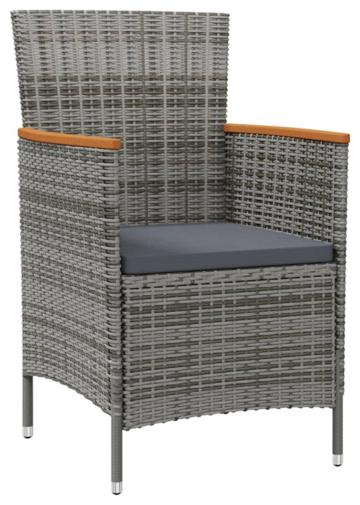 Vidaxl Patio Dining Chairs 2-Piece Poly Rattan Gray
