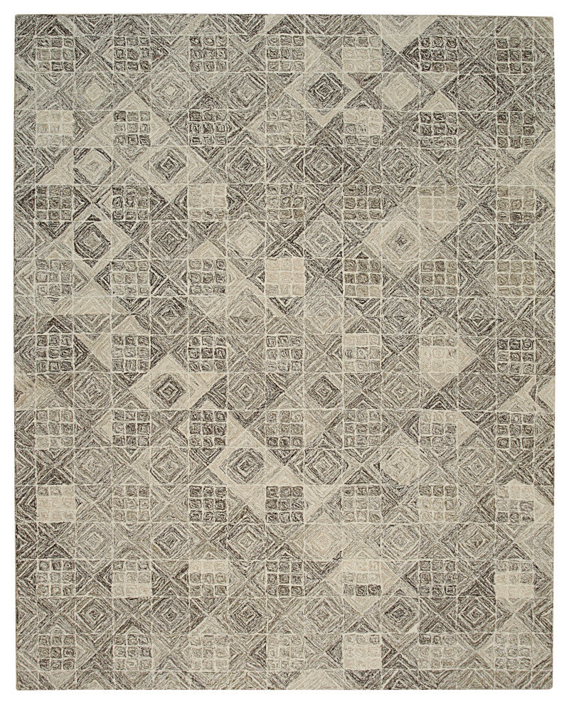 Hand-Tufted Wool Multi Gray Transitional Geometric Modern Tufted Rug, 8' X 10'