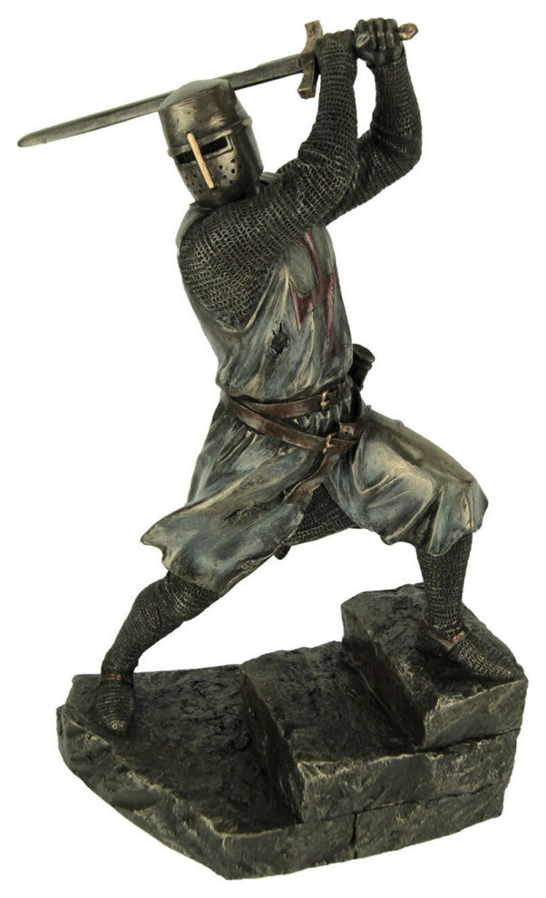 Knights Templar On Stairs Statue Art Sculpture-Medieval Artwork Knight