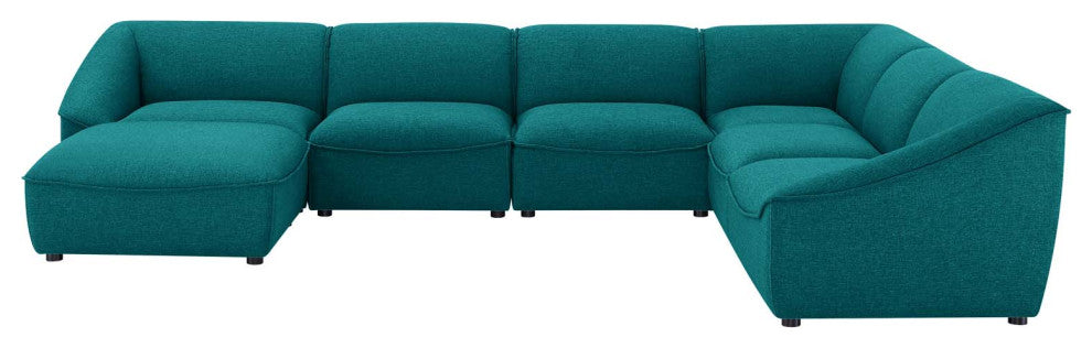 Sectional Sofa Set, Fabric, Teal Blue, Modern, Living Lounge Hotel Hospitality