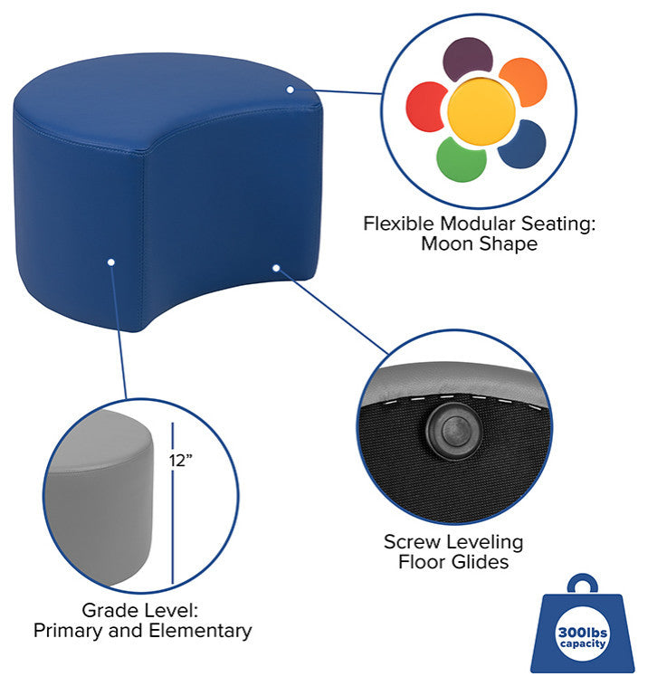Soft Seating Collaborative Moon, 12" Seat Height , Blue Color