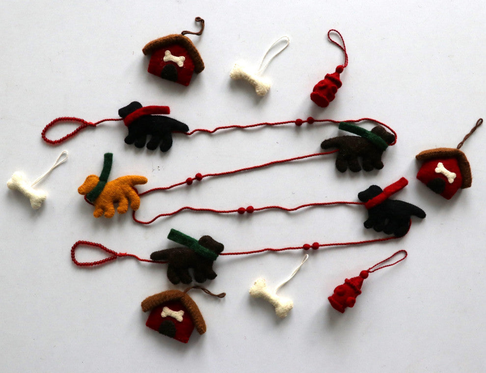 Dog Themed Christmas Decoration Set for Table Top Trees - 9 Pieces
