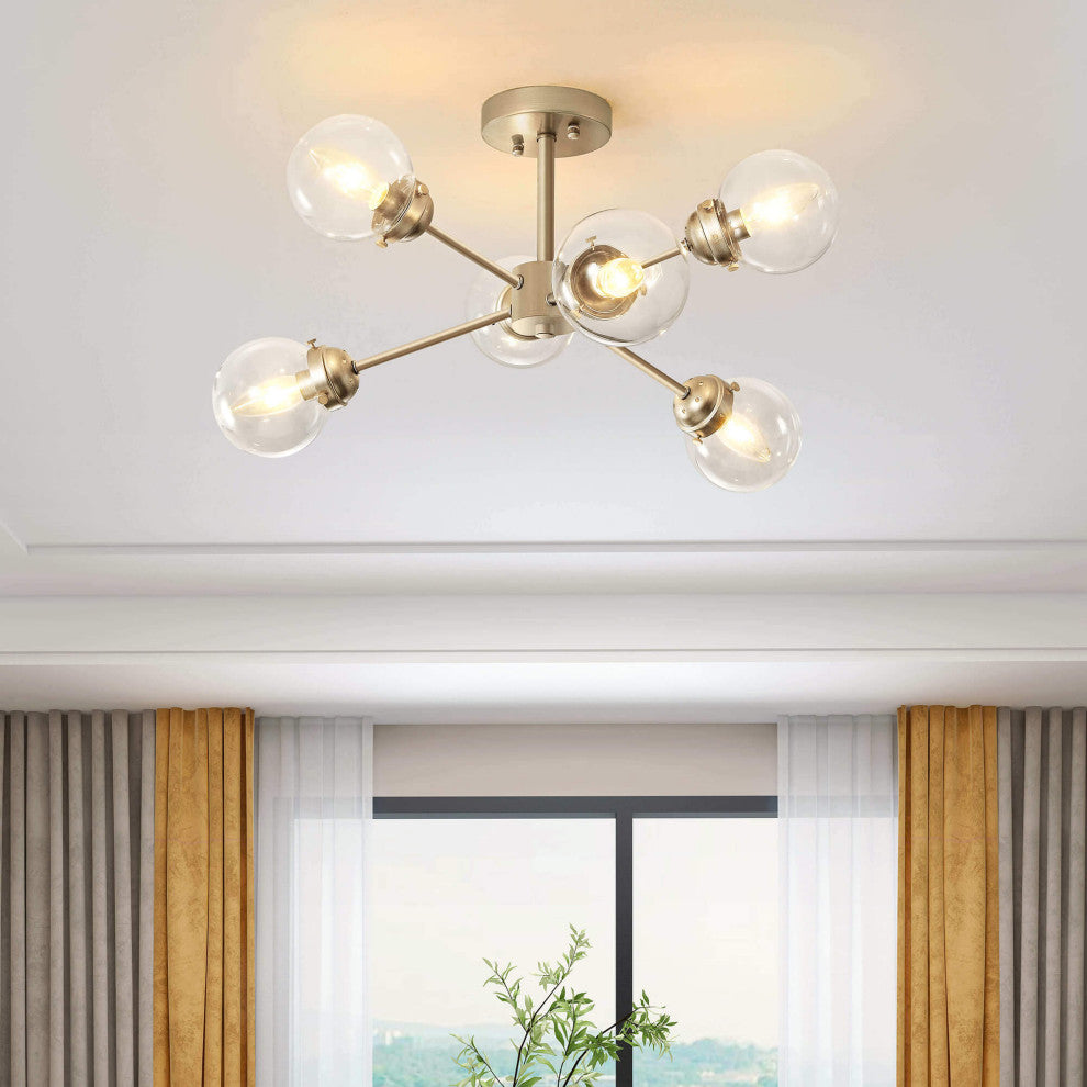 Daisy Sputnik Clear Globe Semi-Flush Mount
