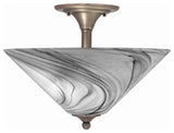 Semi-Flush 2-Light Semi-Flush Mount, Brushed Nickel/Onyx Swirl