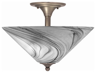 Semi-Flush 2-Light Semi-Flush Mount, Brushed Nickel/Onyx Swirl