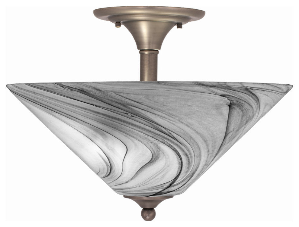 Semi-Flush 2-Light Semi-Flush Mount, Brushed Nickel/Onyx Swirl