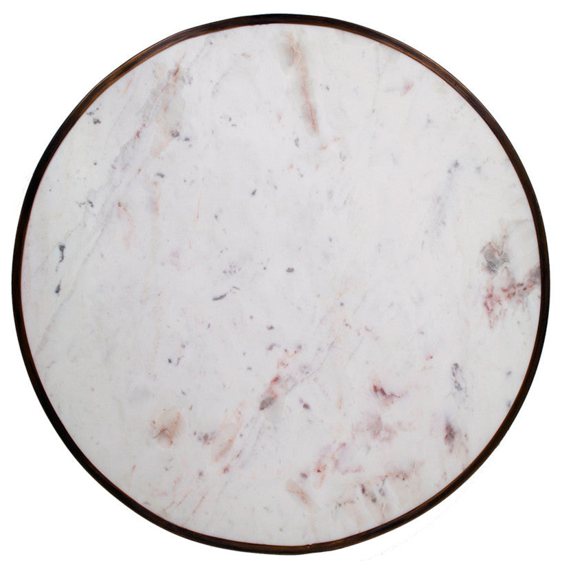 French Bistro Table 28", White Marble and Iron Base