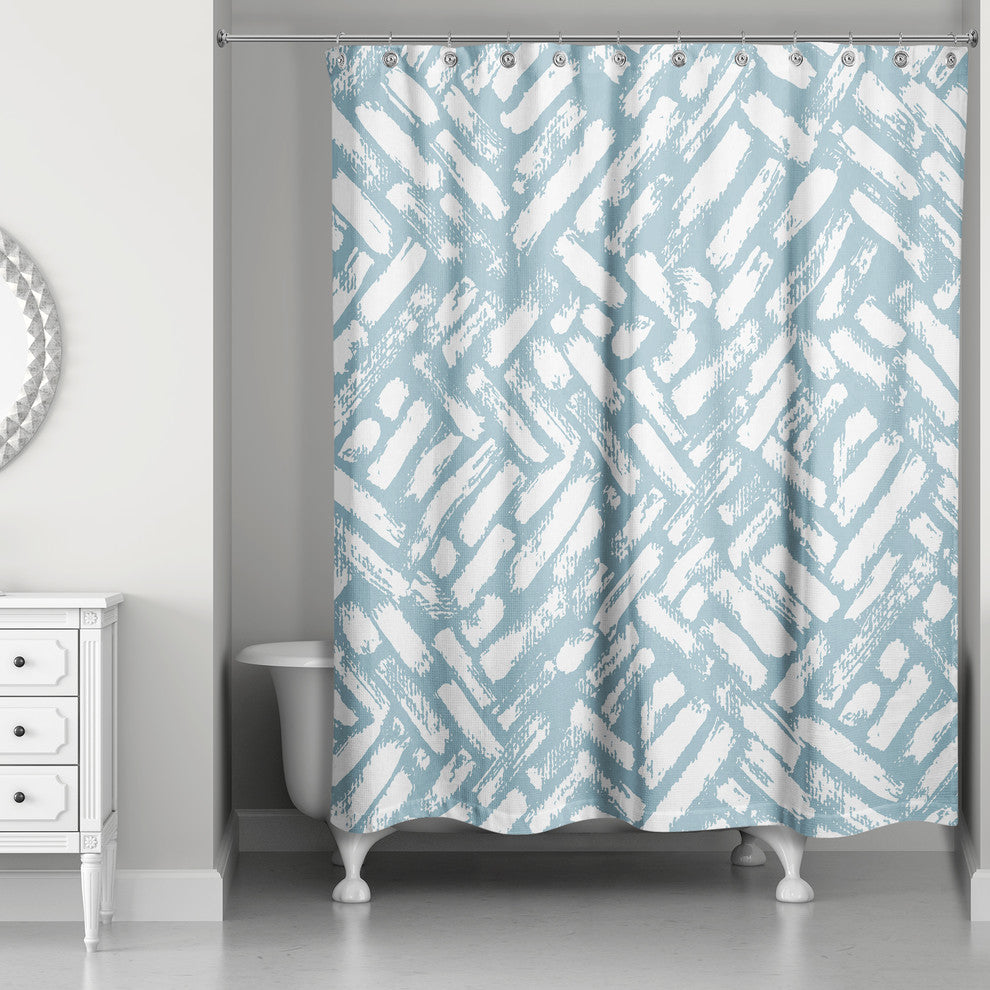 Blue Abstract Strokes 71x74 Shower Curtain
