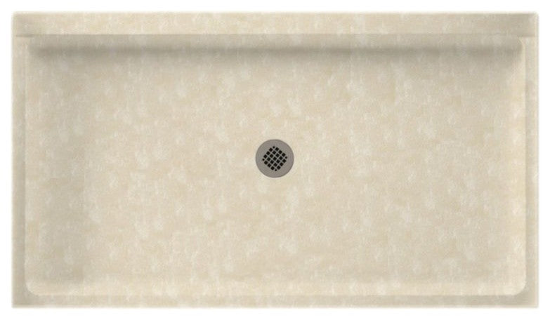 Swan 60.375x32.188x5.5 Solid Surface Shower Base, Cloud Bone