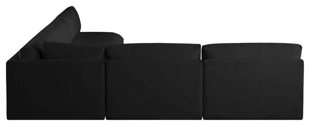 Ease Fabric Upholstered L-Shaped Modular Sectional, Black, 5 Piece: 1 Corner, 4 Armless