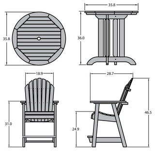Hamilton 3-Piece Round Counter-Height Dining Set, Weathered Acorn
