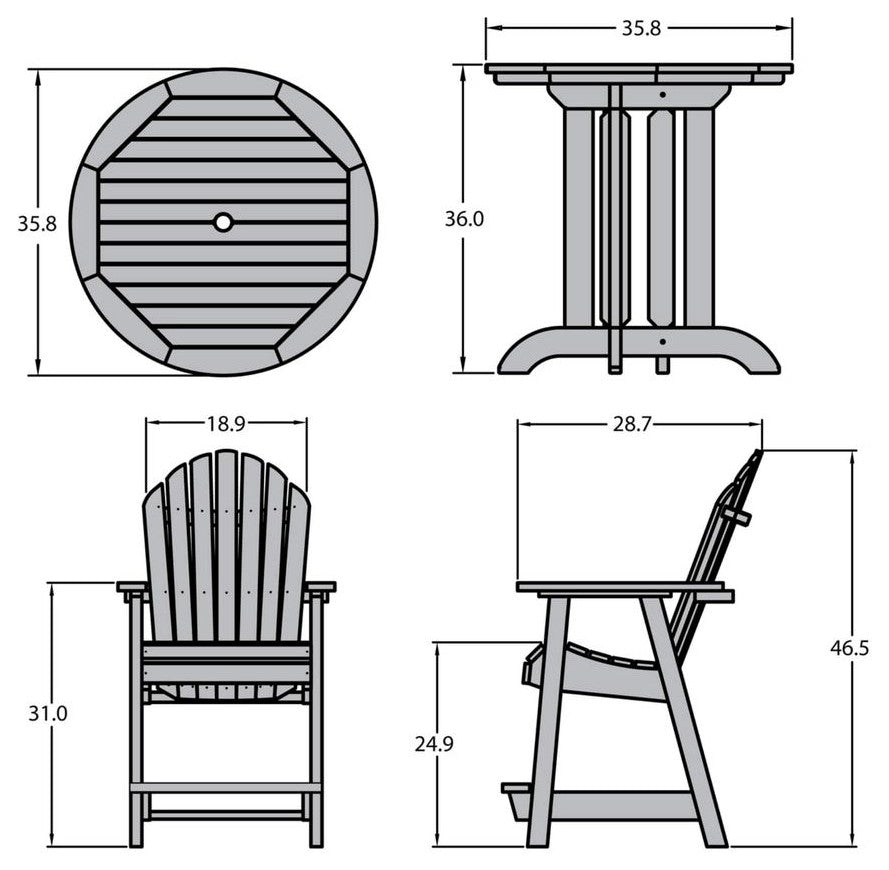 Hamilton 3-Piece Round Counter-Height Dining Set, Weathered Acorn