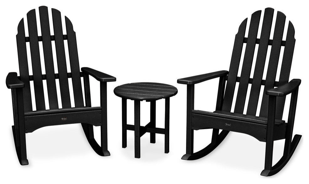 Cape Cod 3-Piece Adirondack Rocker Set, Charcoal Black