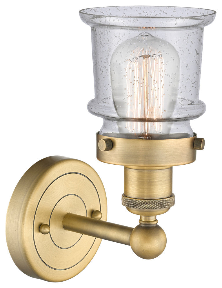 Canton 1-Light 5" Sconce, Brushed Brass Finish, Seedy Shade