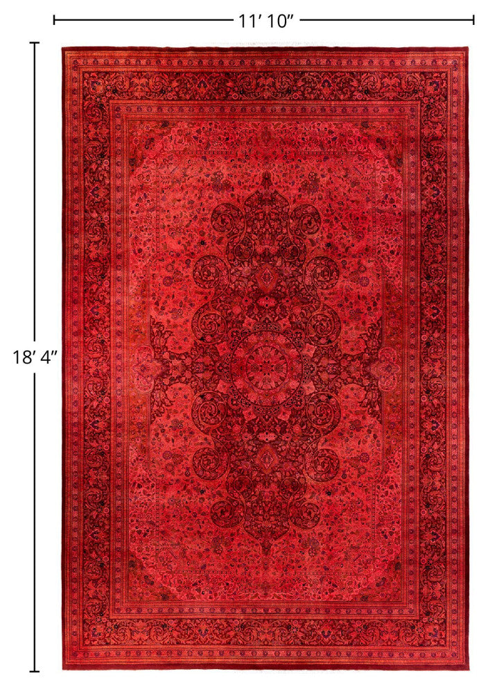 Overdyed, One-of-a-Kind Hand-Knotted Area Rug Pink, 11'10"x18'4"