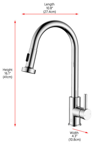 Elegant Lighting FAK-309 Sem 1.8 GPM 1 Hole Pull Down Kitchen - Chrome