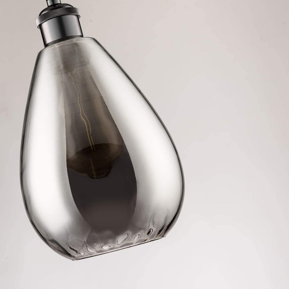 Industrial Glass Pendant Light, Modern, Teardrop, Chrome Mirror Effect