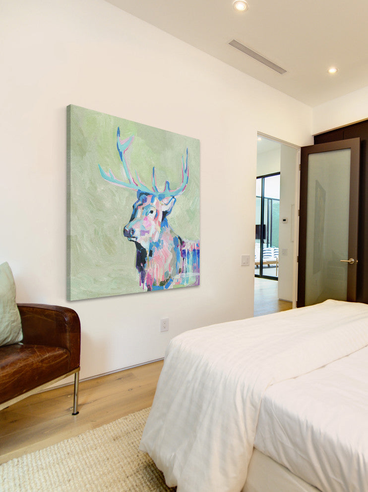 "Mystical Deer" Painting Print on Wrapped Canvas, 48"x48"