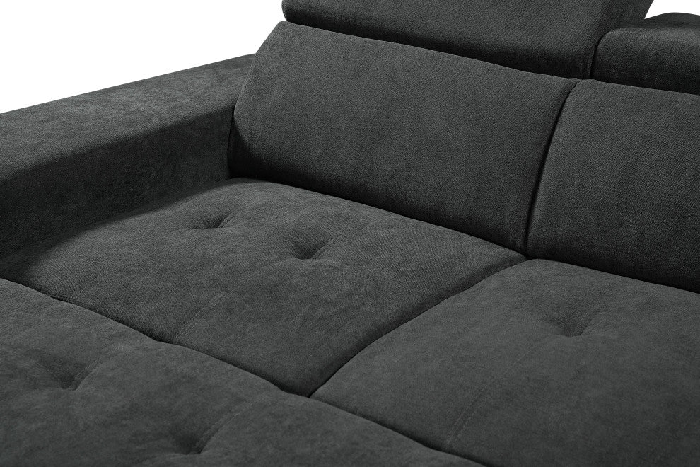 Henrik Dark Gray Sleeper Sectional Sofa With Storage Ottoman and 2 Stools
