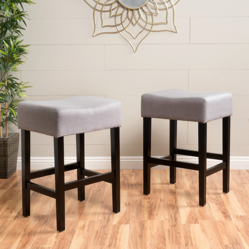GDF Studio Coventry Fabric Backless Counter Stool, Set of 2, Light Gray