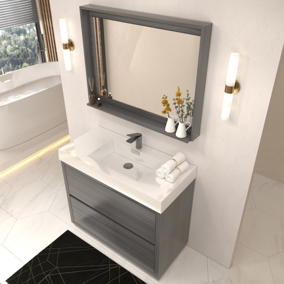 Bliss 40" Free Standing Bathroom Vanity, Vulcan Ash Gray