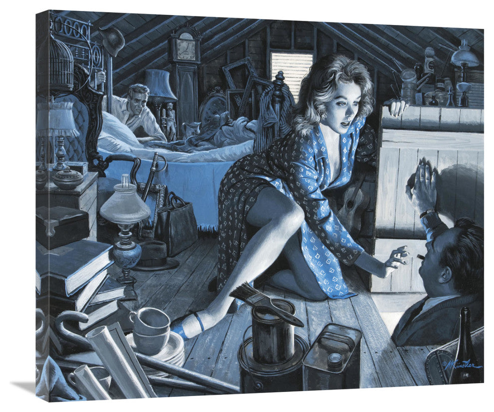 "Attic Lovers Discovered" Stretched Canvas Giclee by Mort Kunstler, 30x26"