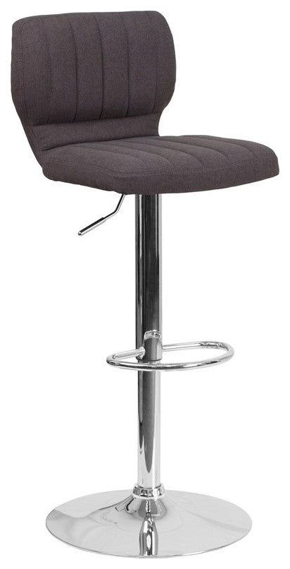 Estella Abra Low-Back Swivel Charcoal Fabric Adjustable Barstool