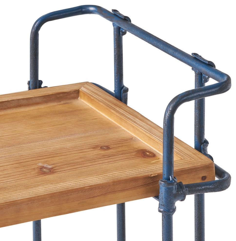 GDF Studio Samara Outdoor Industrial Bar Cart, Natural and Black
