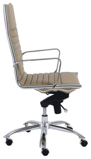 Dirk High Back Office Chair, Taupe/Chrome