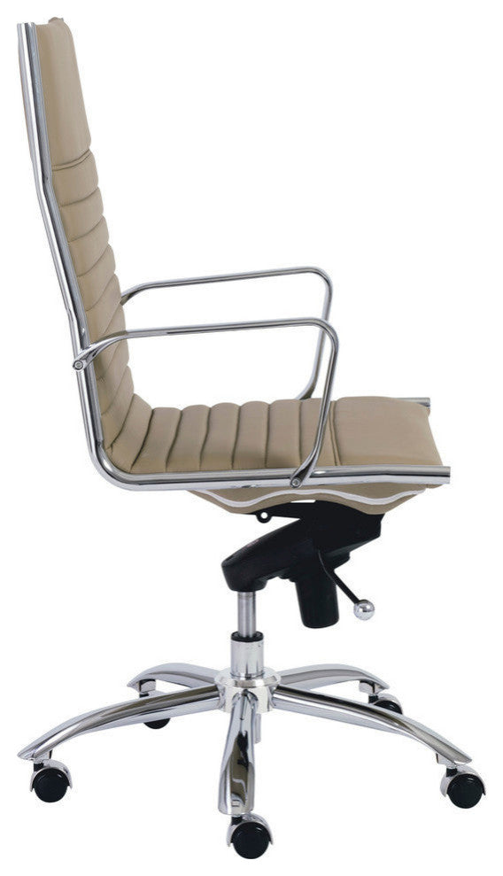 Dirk High Back Office Chair, Taupe/Chrome