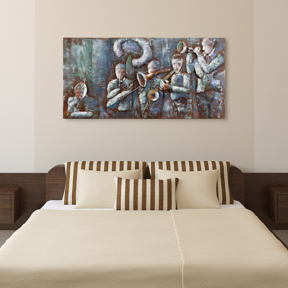 "Jazz Band" Primo Mixed Media Hand Painted Iron Wall Sculpture