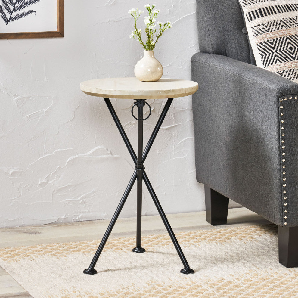 GDF Studio Nasir Outdoor Foldable Side Table, Light Gray, Single