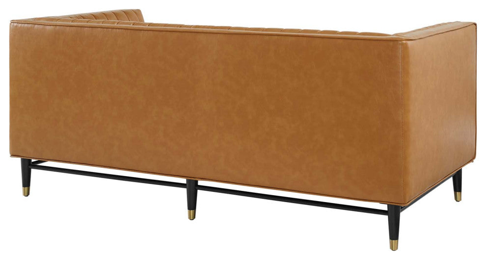 Devote Channel Tufted Vegan Leather Loveseat EEI-4719-TAN
