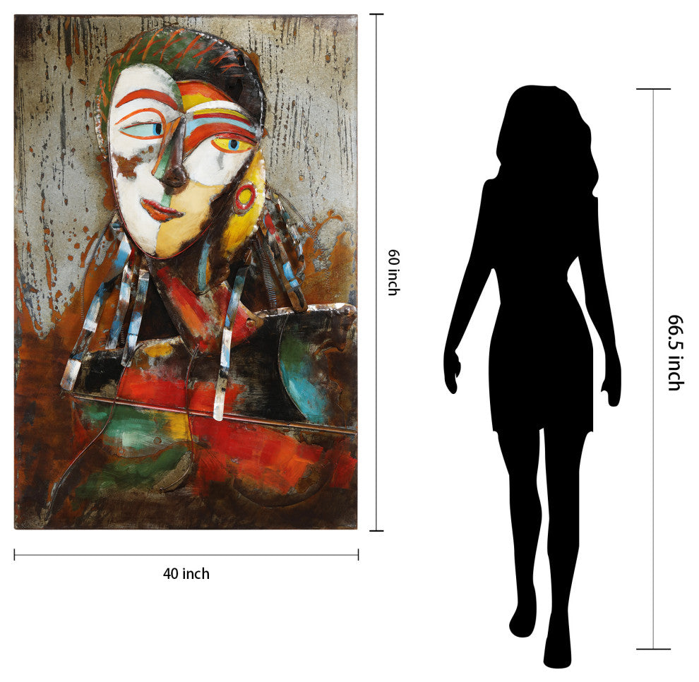 "Homme 1" Primo Mixed Media Hand Painted 3D Metal Wall Art