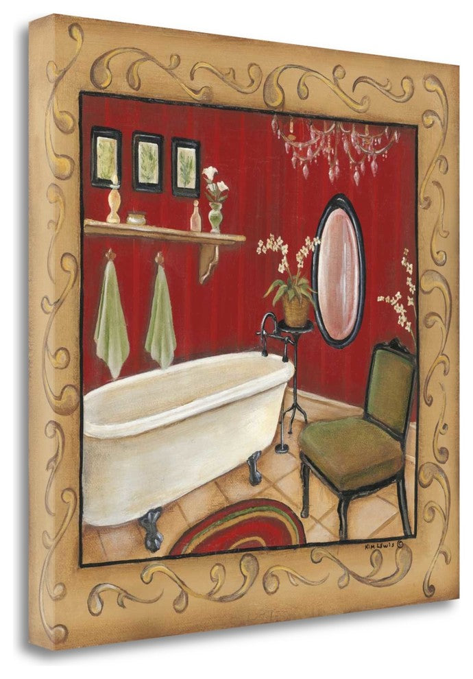 "Red Bathroom Tub" By Kim Lewis, Giclee Print on Gallery Wrap Canvas