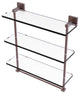 Montero 16" Triple Tiered Glass Shelf with towel bar, Antique Copper