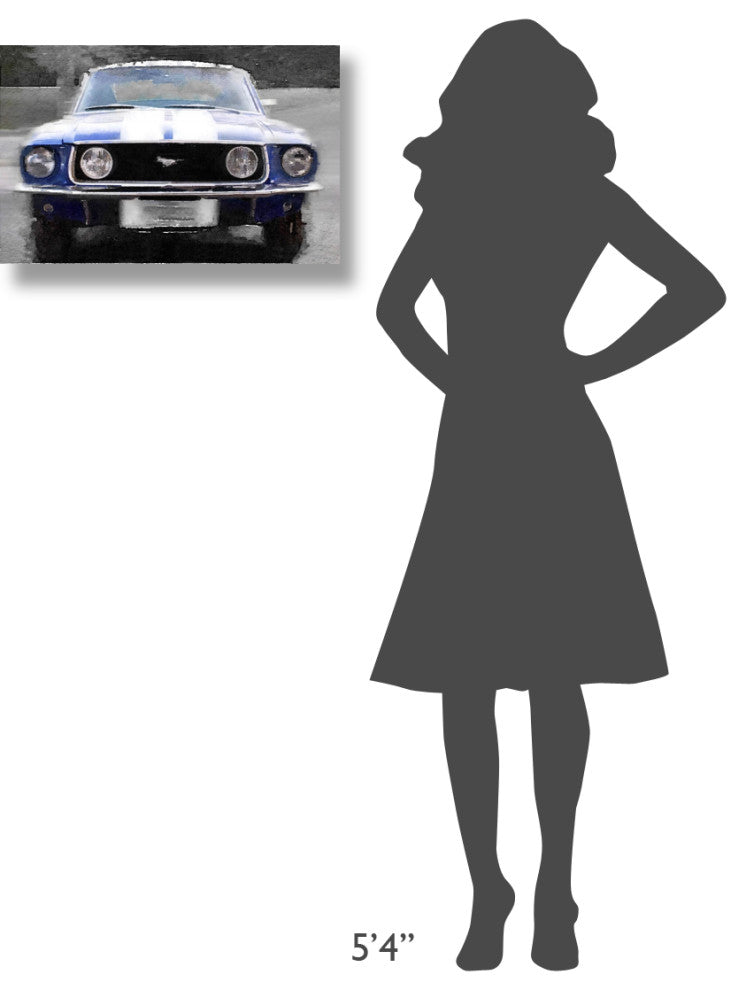 "1968 Ford mustang Front End Watercolor" Fine Art Print