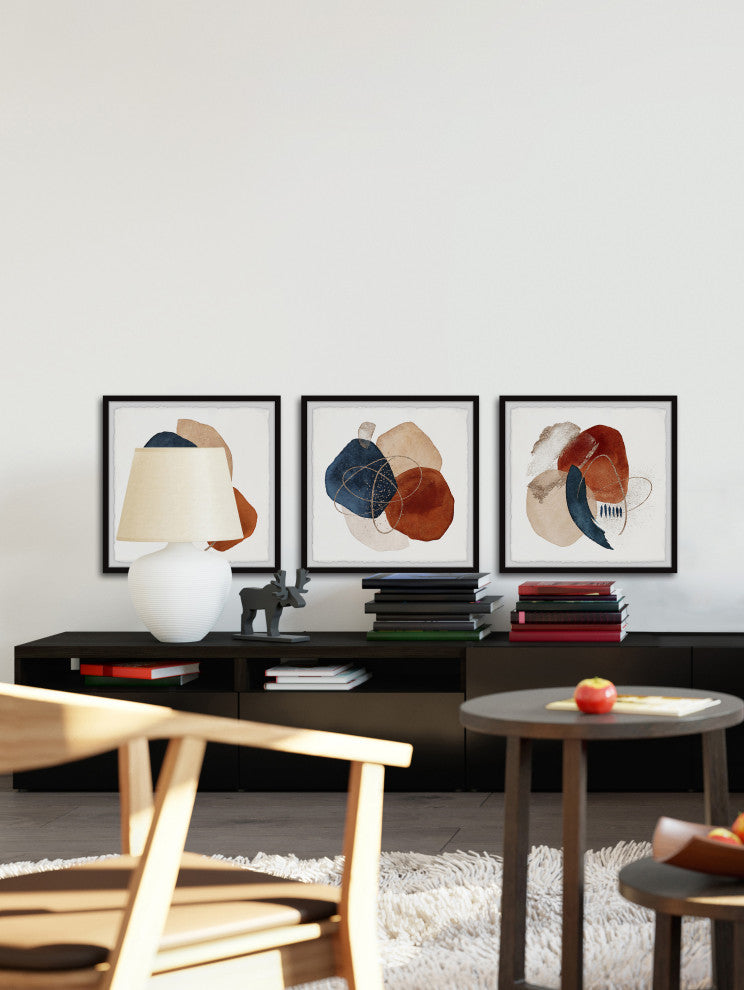 Sapphires and Rubies Triptych, 3-Piece Set, 12x12 Panels