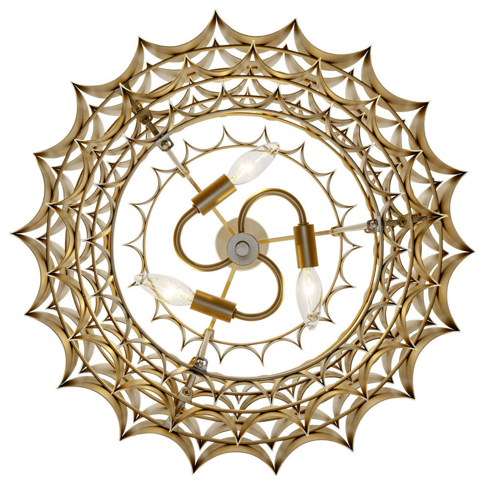 Swoon 3-Lt Pendant - Antique Gold/Gold Dust