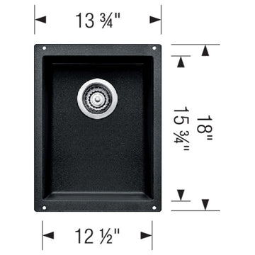 Blanco 513422 Precis 13-3/4" Undermount Single Basin SILGRANIT - Cinder